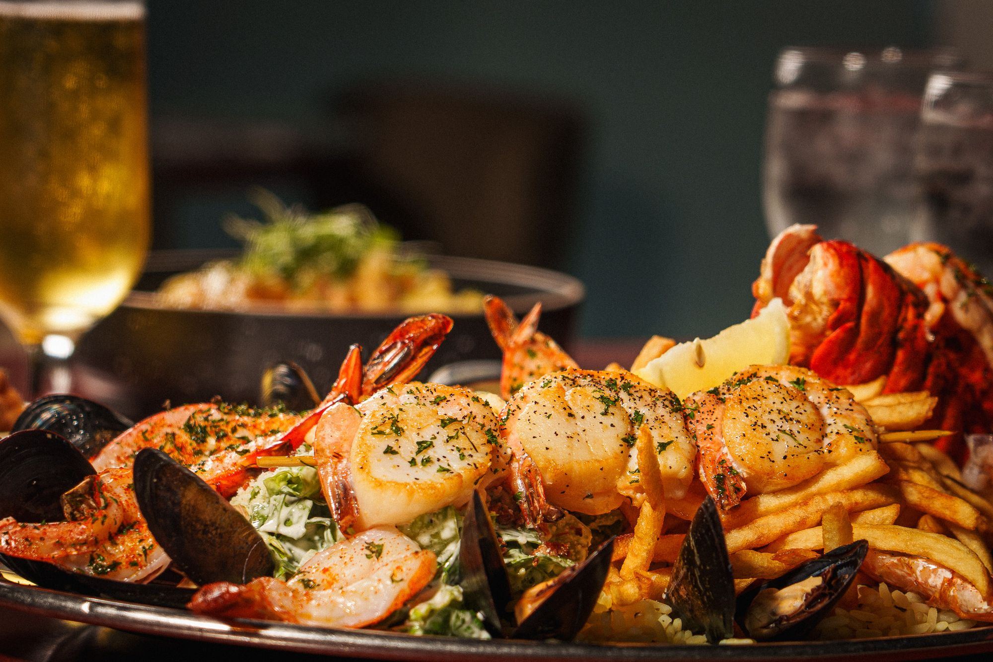 Plateau de homard, pétoncles et crevettes